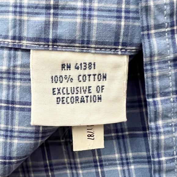 Polo Ralph Lauren Blue Small Plaid Long Sleeve Button Front Men's Shirt Sz M - Picture 9 of 13